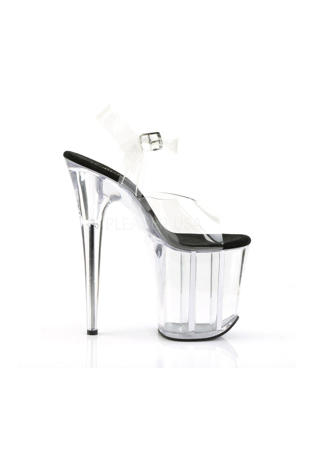 Pleaser FLAMINGO-808 Platform Sandal in Black Vinyl
