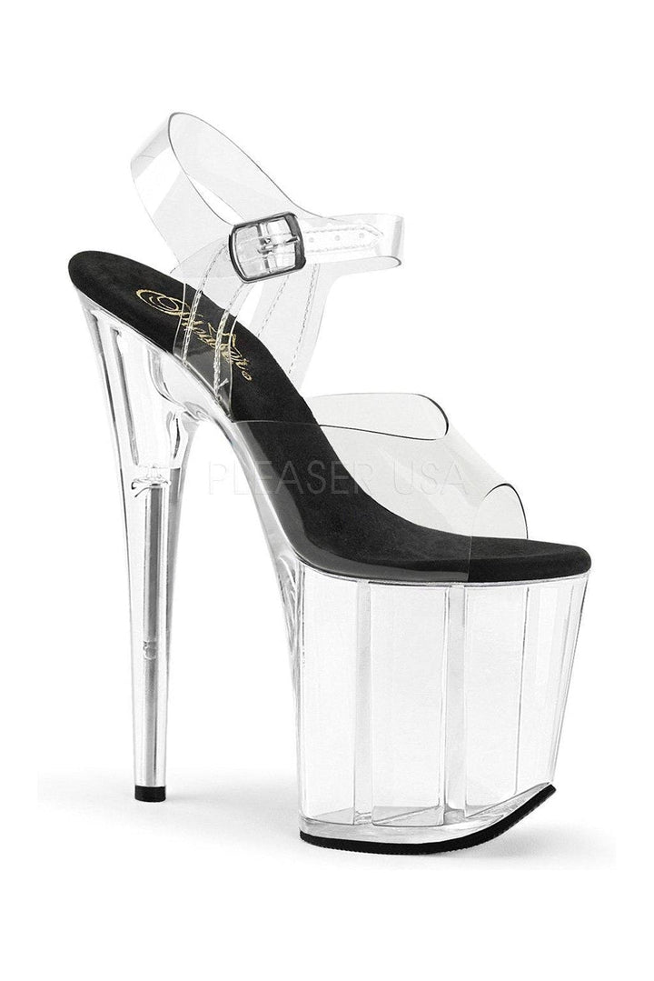 FLAMINGO-808 Platform Sandal | Black Vinyl-Pleaser-Black-Sandals-SEXYSHOES.COM