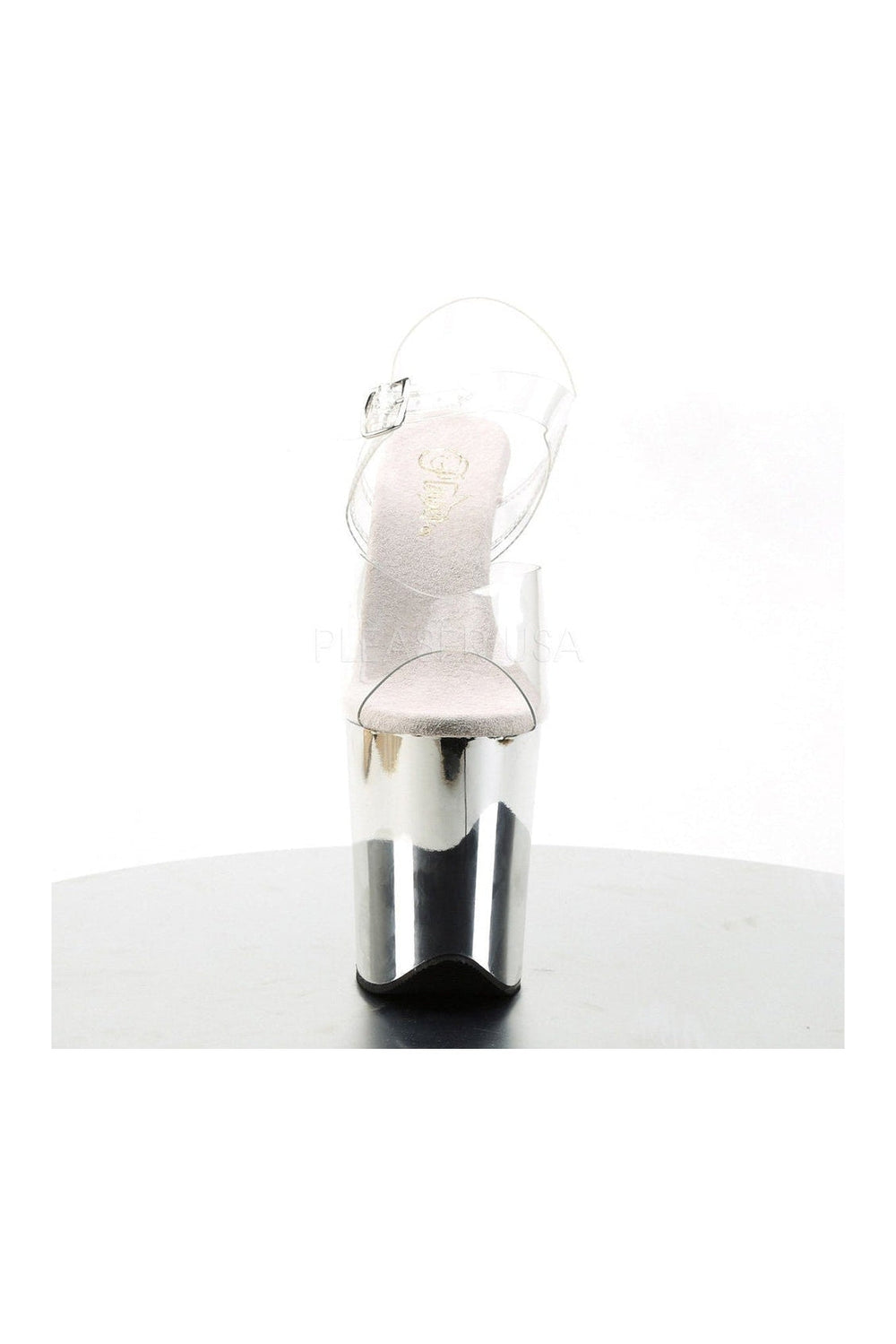 Pleaser FLAMINGO-808 Platform Sandal in Clear Vinyl