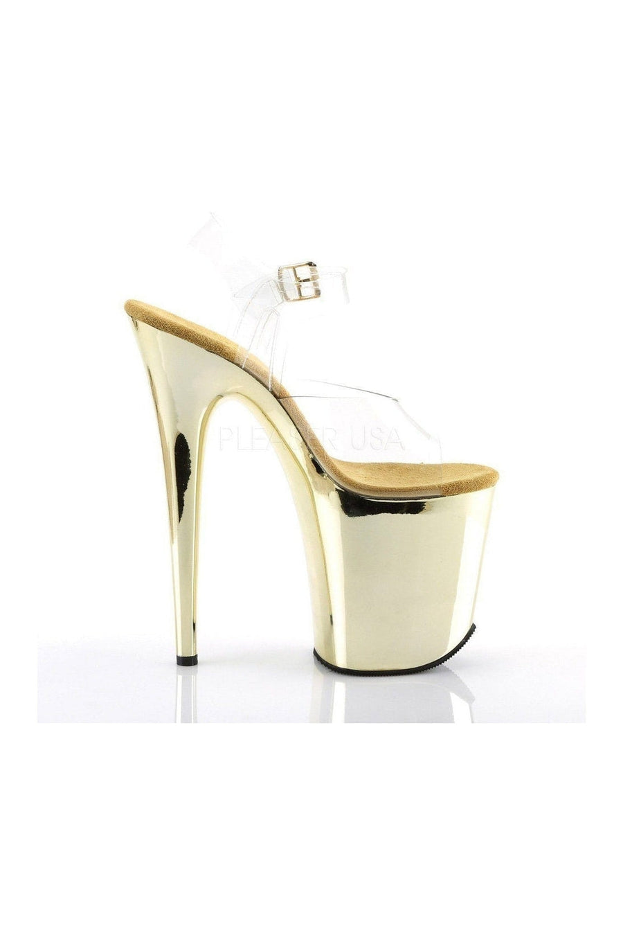Pleaser FLAMINGO-808 Platform Sandal in Clear Vinyl