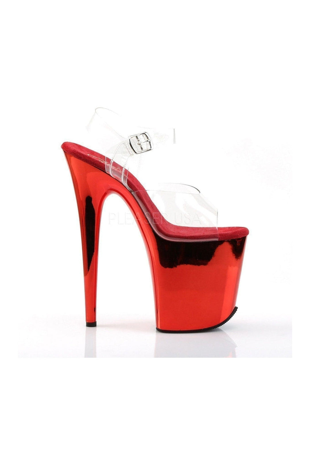 Pleaser FLAMINGO-808 Platform Sandal in Clear Vinyl