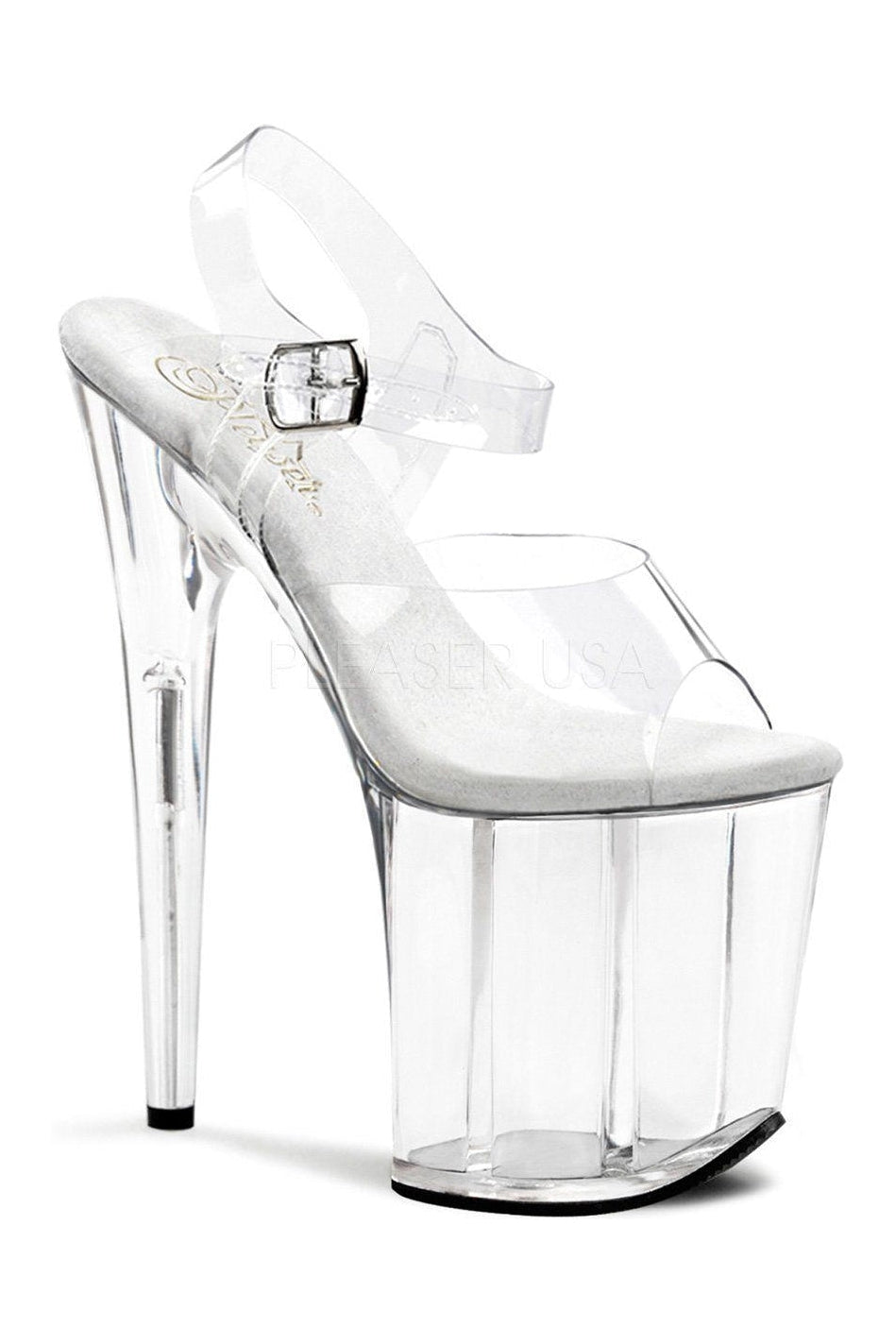 FLAMINGO-808 Platform Sandal | Clear Vinyl-Pleaser-Clear-Sandals-SEXYSHOES.COM