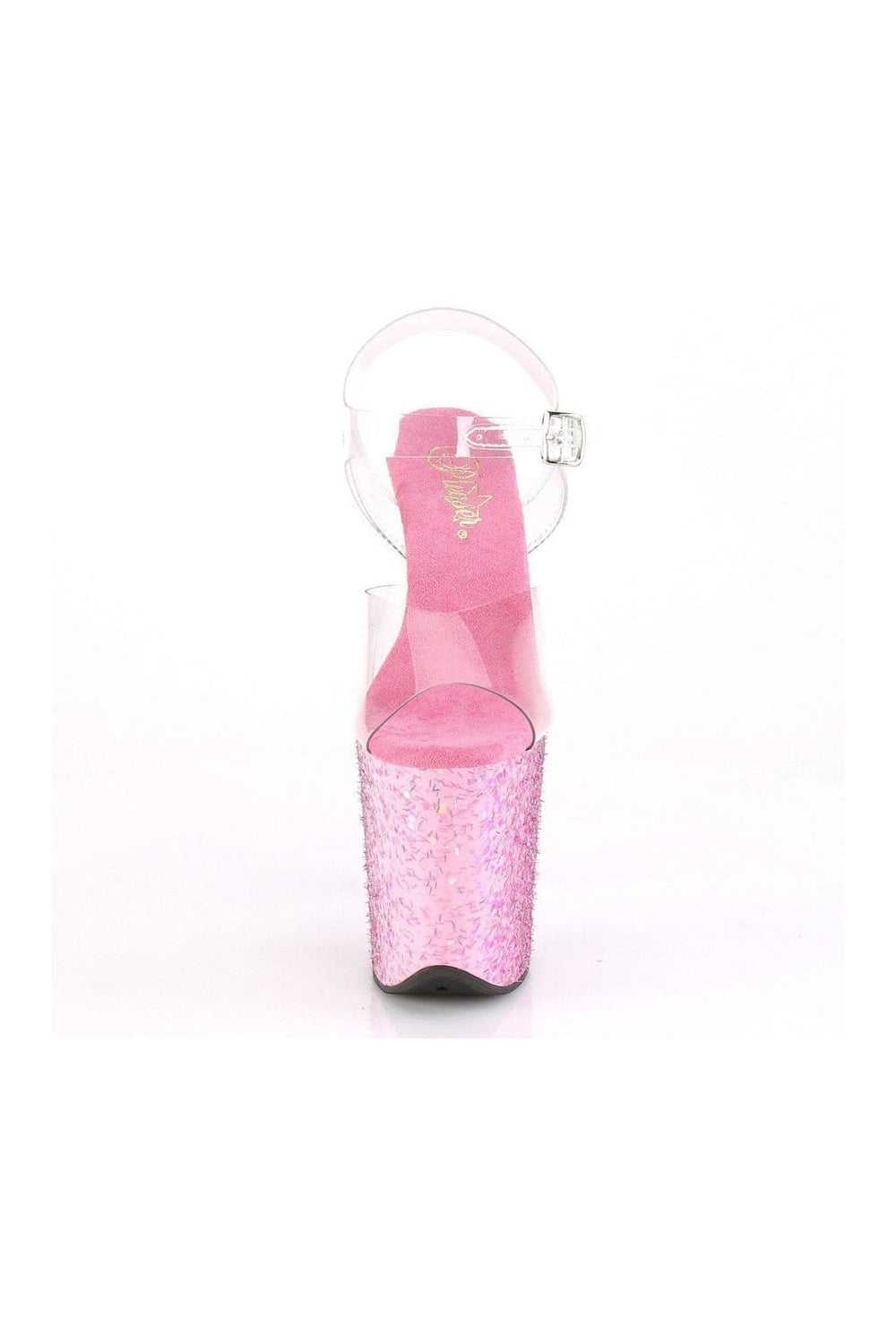 Pleaser FLAMINGO-808CF Exotic Platform Sandal in Clear Vinyl