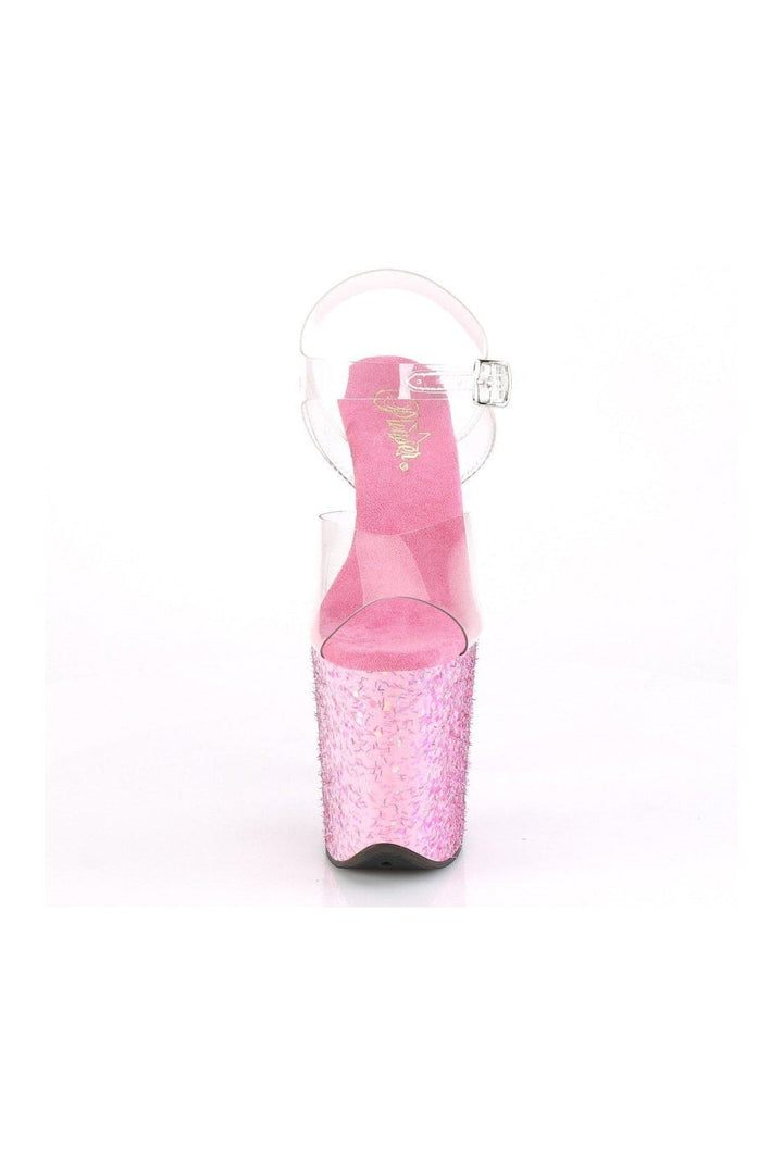 FLAMINGO-808CF Exotic Platform Sandal | Clear Vinyl