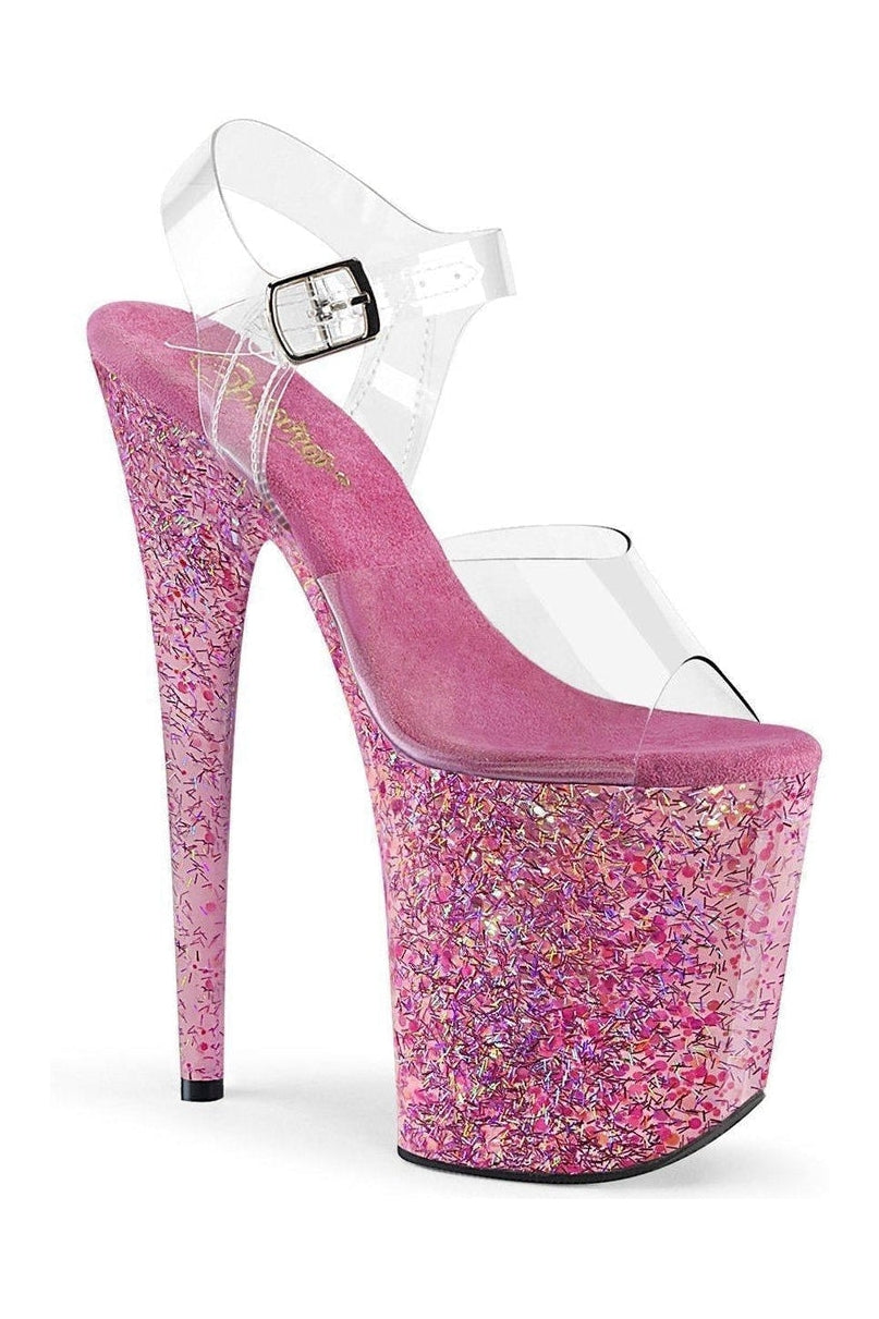 FLAMINGO-808CF Stripper Platform Sandal | Clear Vinyl-Pleaser-SEXYSHOES.COM