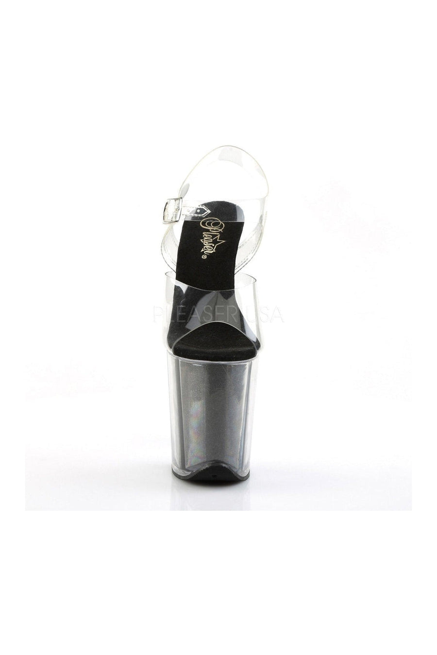Pleaser FLAMINGO-808G Platform Sandal in Black Vinyl