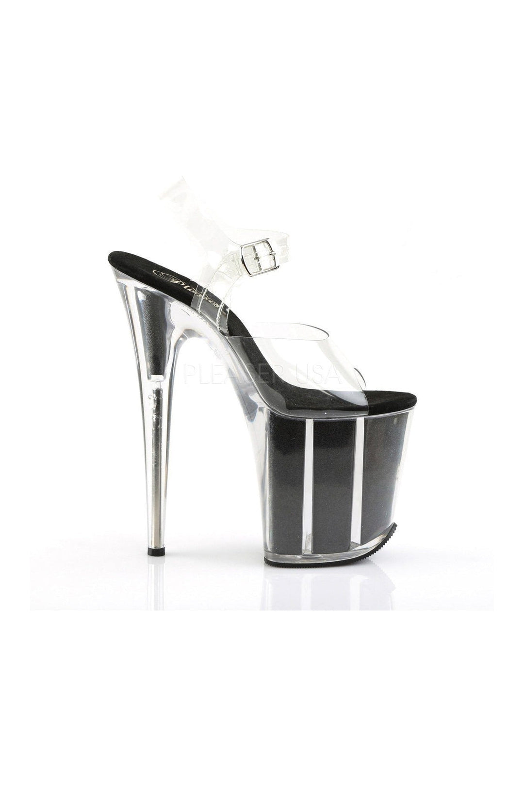 Pleaser FLAMINGO-808G Platform Sandal in Black Vinyl