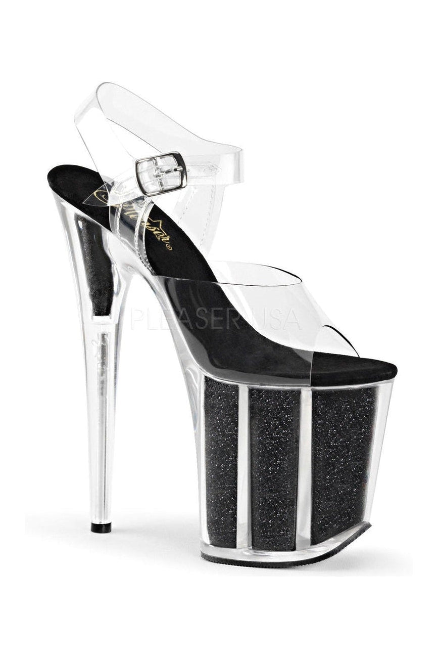 FLAMINGO-808G Platform Sandal | Black Vinyl-Pleaser-Black-Sandals-SEXYSHOES.COM