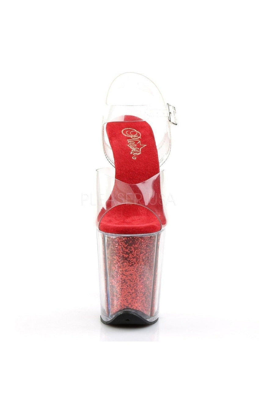 Pleaser FLAMINGO-808G Platform Sandal in Clear Vinyl