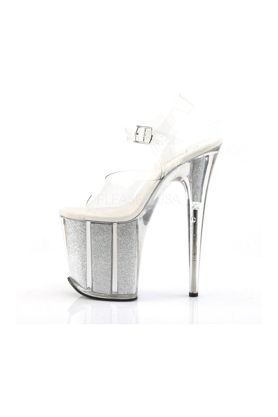Pleaser FLAMINGO-808G Platform Sandal in Clear Vinyl