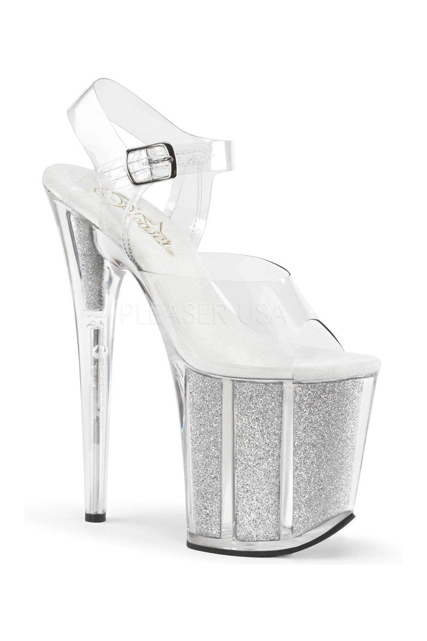 FLAMINGO-808G Platform Sandal | Clear Vinyl-Pleaser-Clear-Sandals-SEXYSHOES.COM