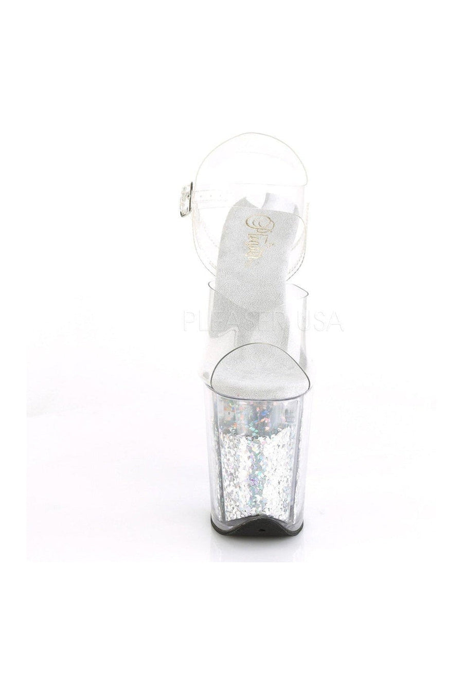 Pleaser FLAMINGO-808GF Platform Sandal in Clear Vinyl