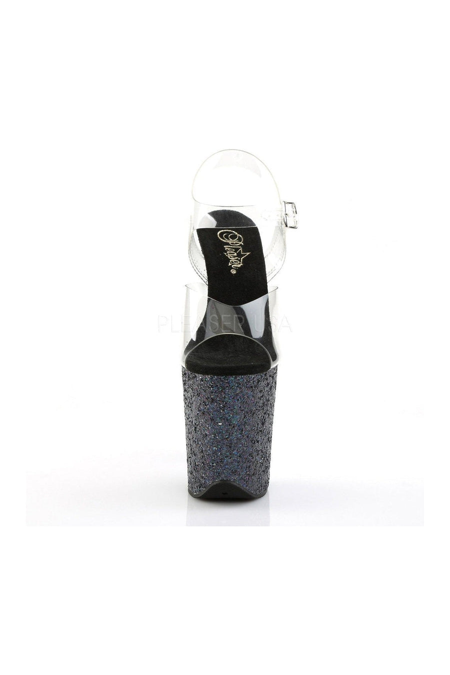 Pleaser FLAMINGO-808LG Platform Sandal in Black Vinyl