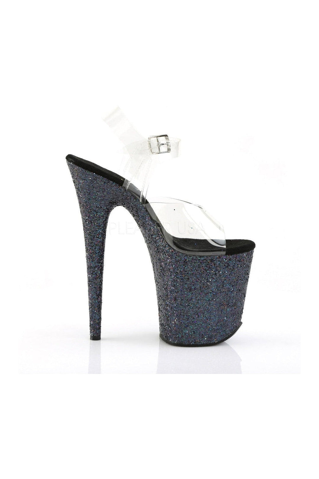 Pleaser FLAMINGO-808LG Platform Sandal in Black Vinyl