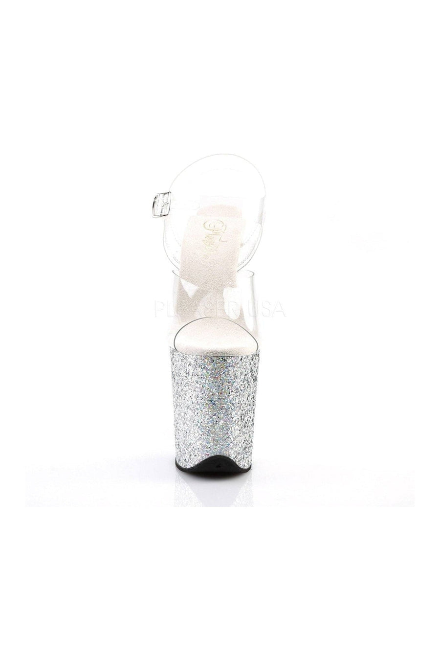 Pleaser FLAMINGO-808LG Platform Sandal in Clear Vinyl