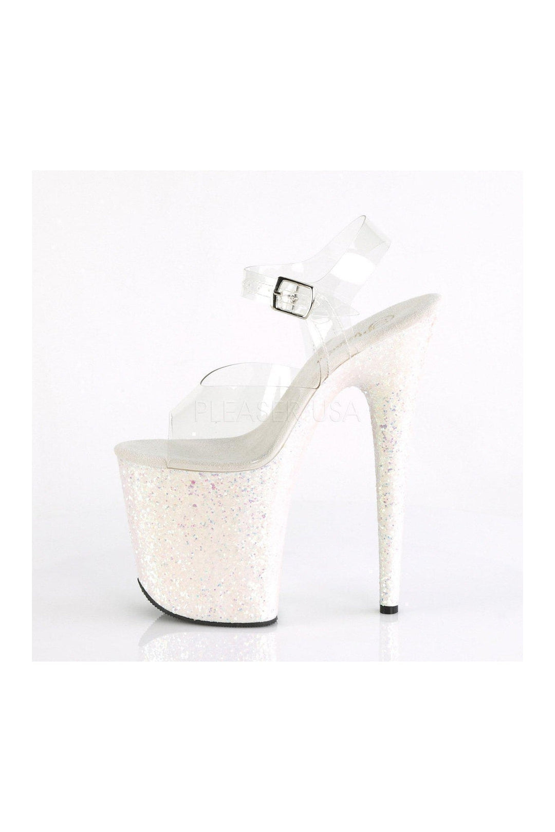 Pleaser FLAMINGO-808LG Platform Sandal in Clear Vinyl