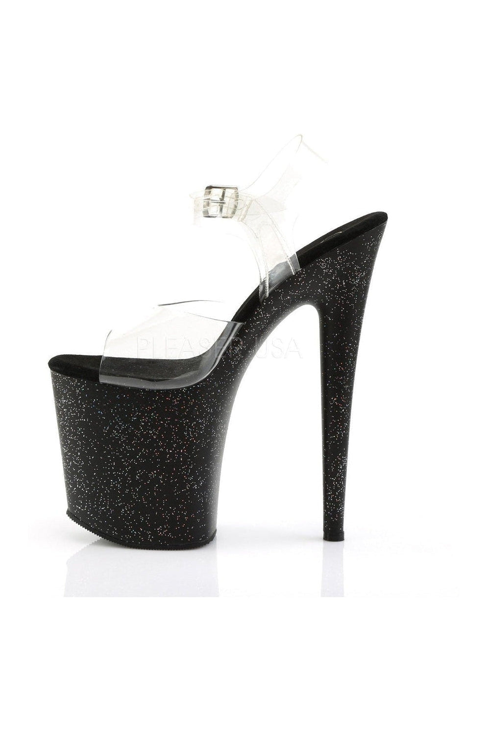 Pleaser FLAMINGO-808MG Platform Sandal in Black Vinyl