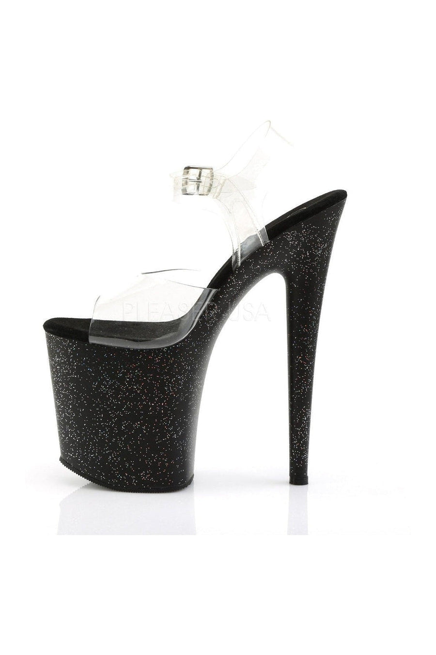 Pleaser FLAMINGO-808MG Platform Sandal in Black Vinyl