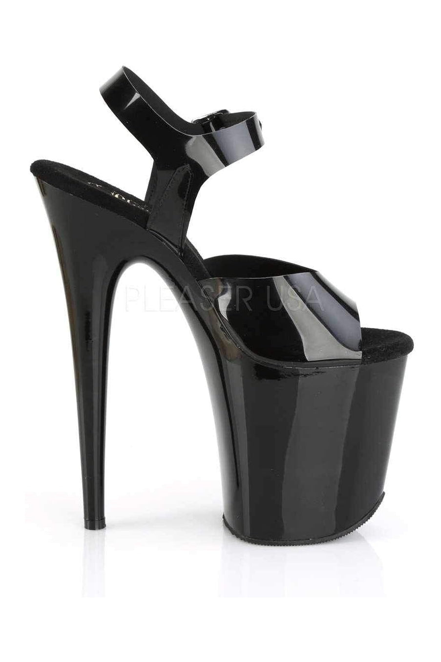 Pleaser FLAMINGO-808N Platform Sandal in Black Faux Leather