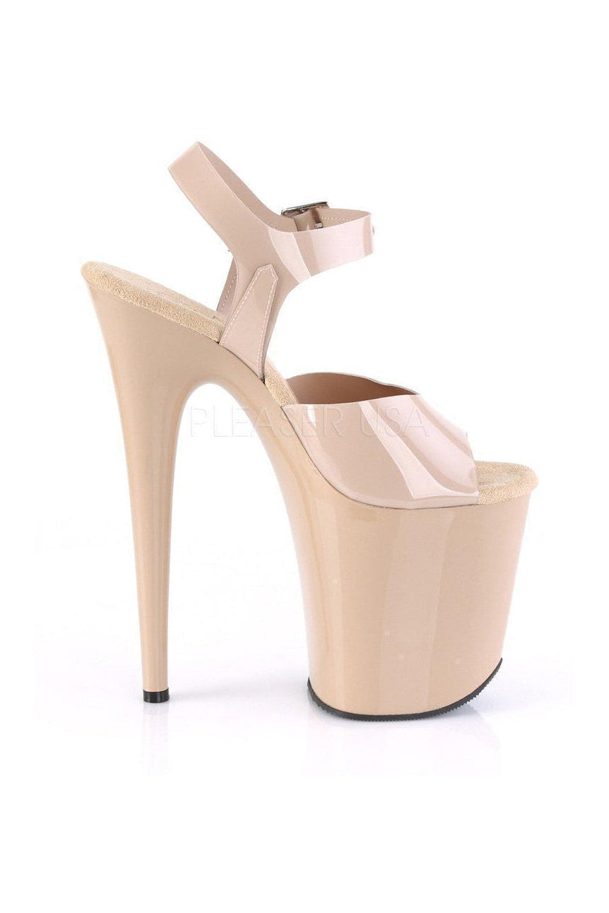 Pleaser FLAMINGO-808N Platform Sandal in Nude Faux Leather