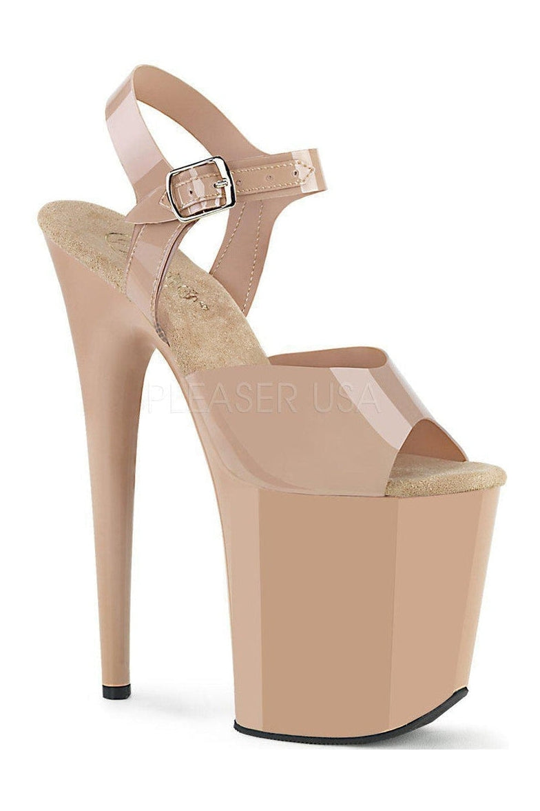 FLAMINGO-808N Platform Sandal | Nude Faux Leather-Pleaser-SEXYSHOES.COM