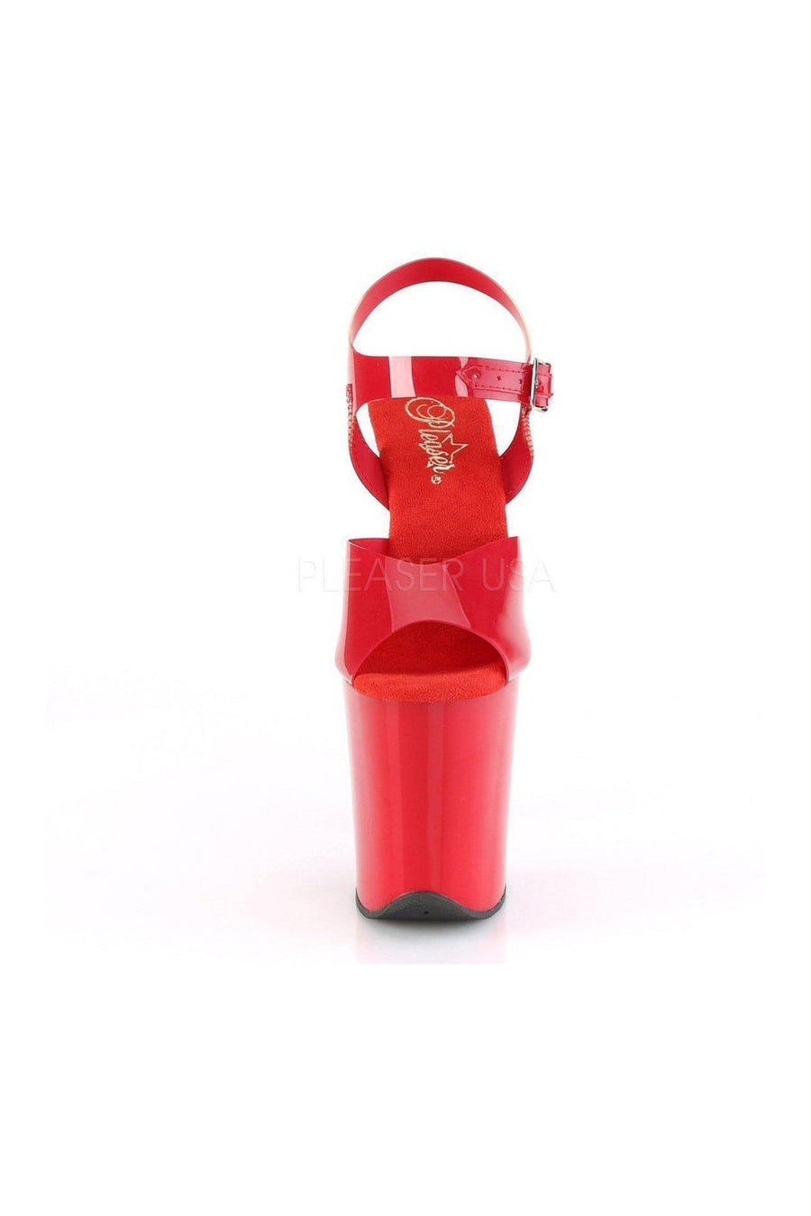 Pleaser FLAMINGO-808N Platform Sandal in Red Faux Leather
