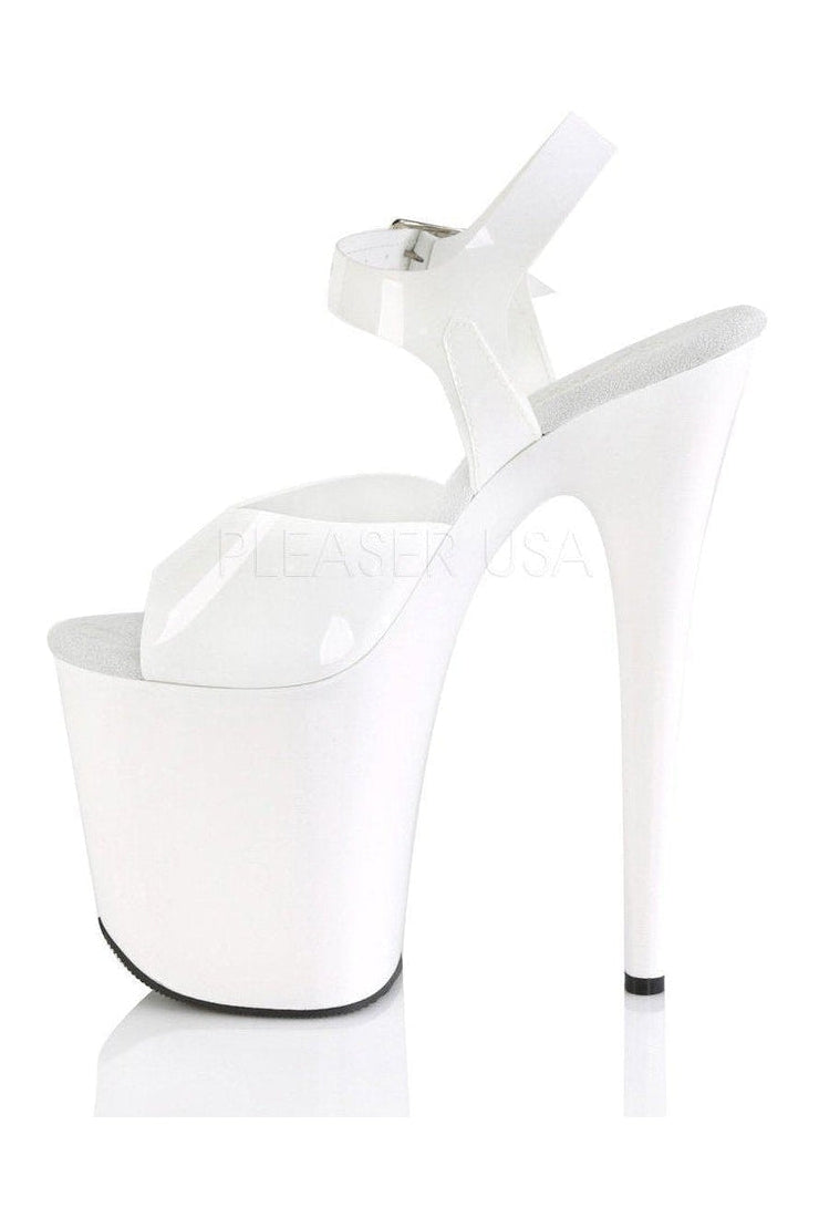 Pleaser FLAMINGO-808N Platform Sandal in White Faux Leather