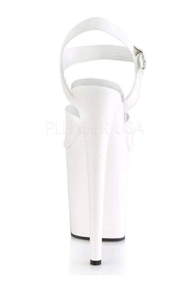 Pleaser FLAMINGO-808N Platform Sandal in White Faux Leather