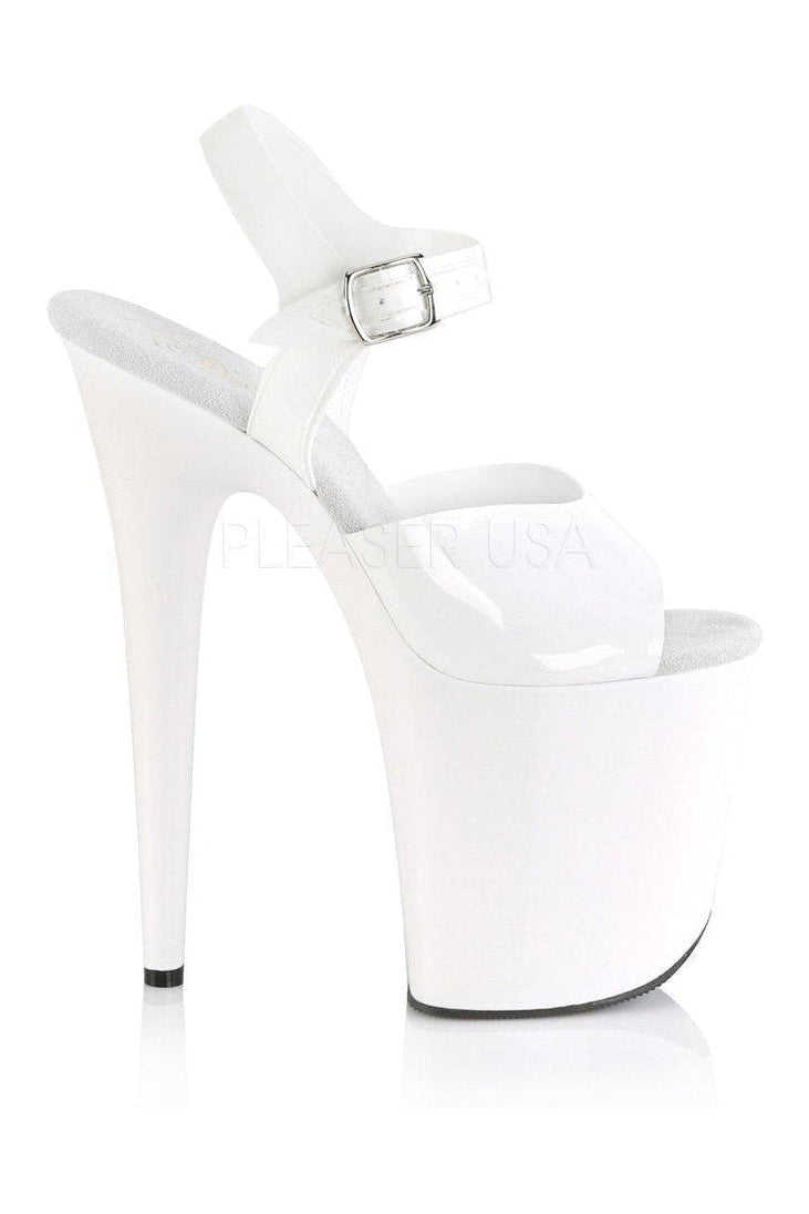 Pleaser FLAMINGO-808N Platform Sandal in White Faux Leather