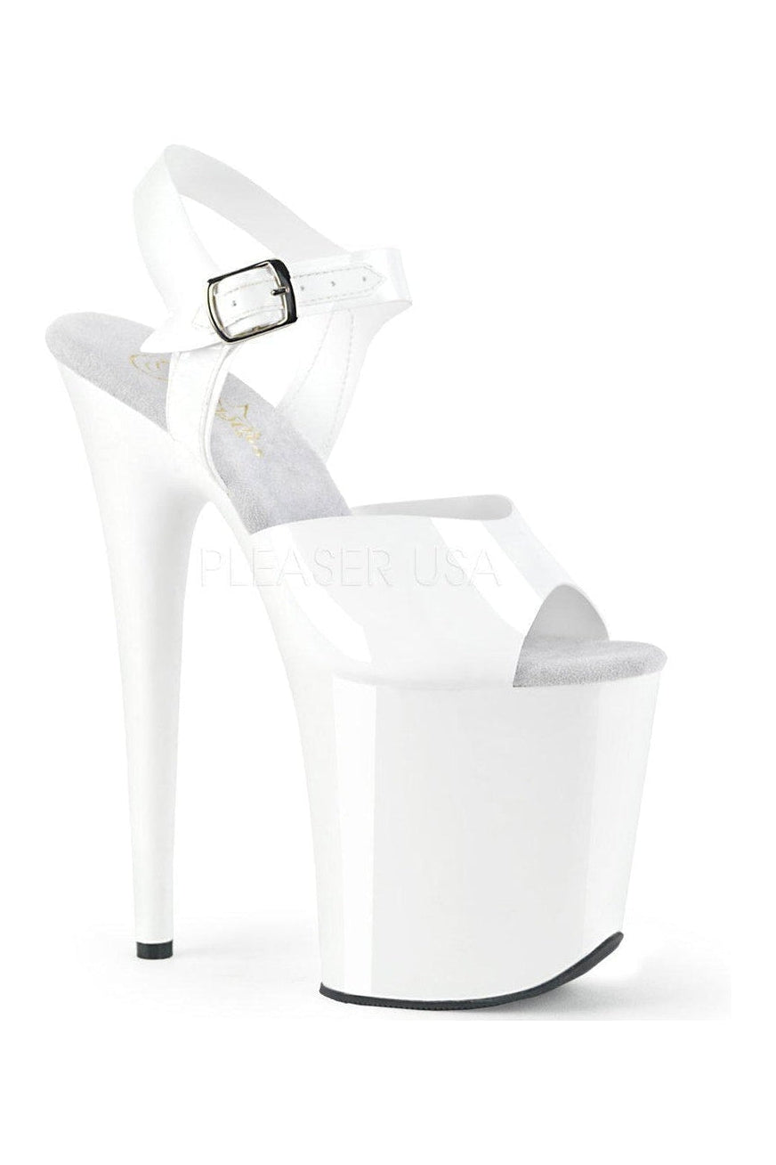 Pleaser FLAMINGO-808N Platform Sandal in White Faux Leather from SexyShoes.com