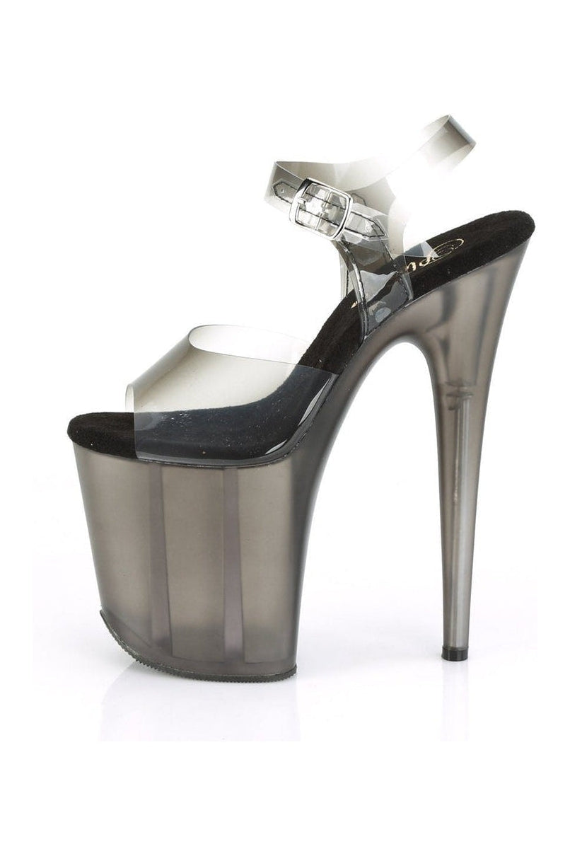 Pleaser FLAMINGO-808N-T Exotic Sandal in Black Faux Leather