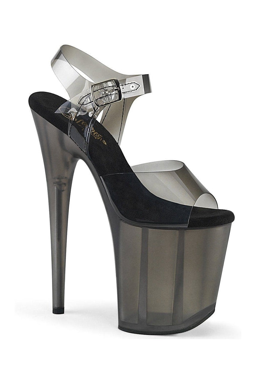 Pleaser FLAMINGO-808N-T Exotic Sandal in Black Faux Leather from SexyShoes.com