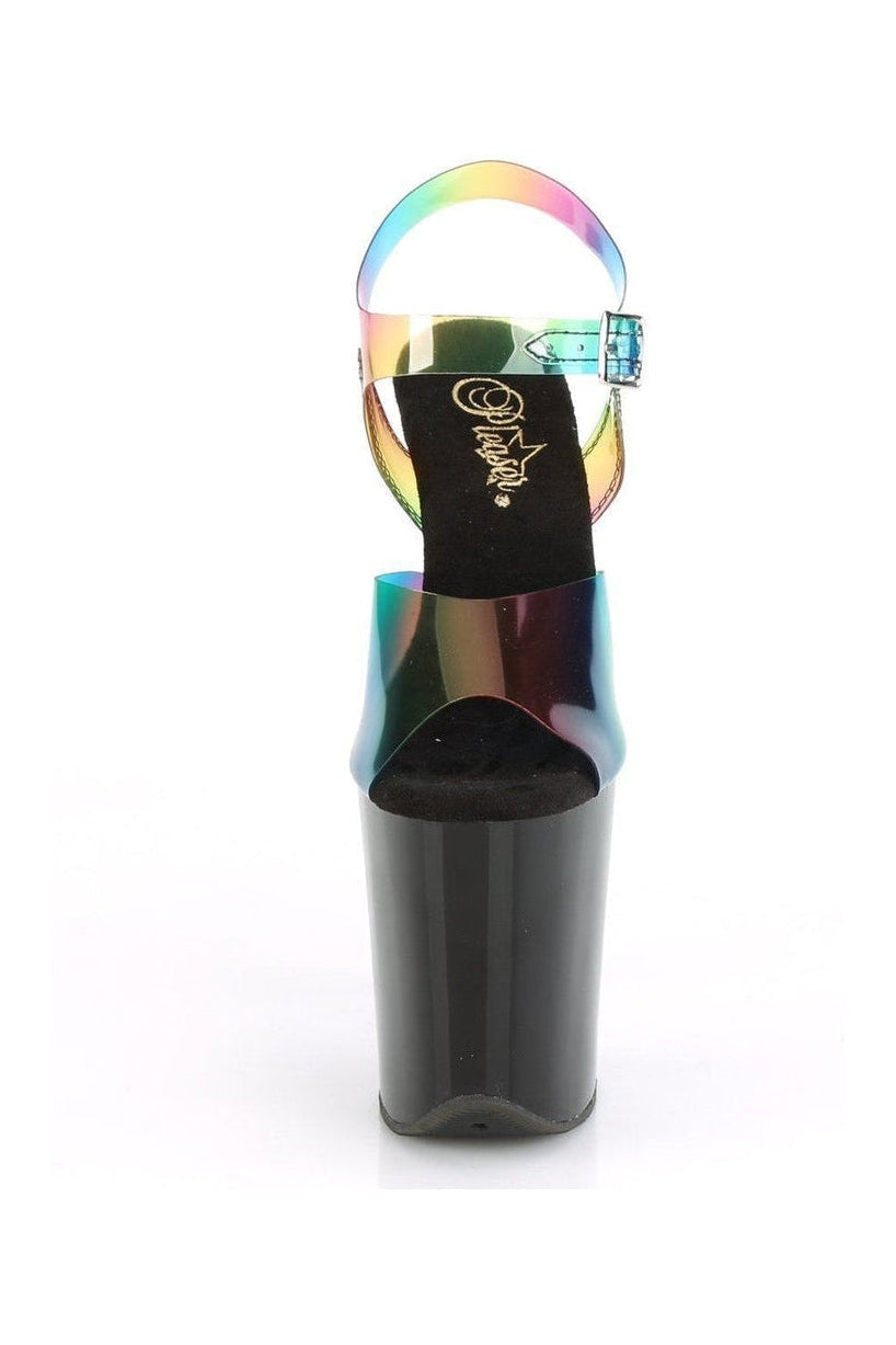 Pleaser FLAMINGO-808RB Exotic Sandal in Rainbow Vinyl