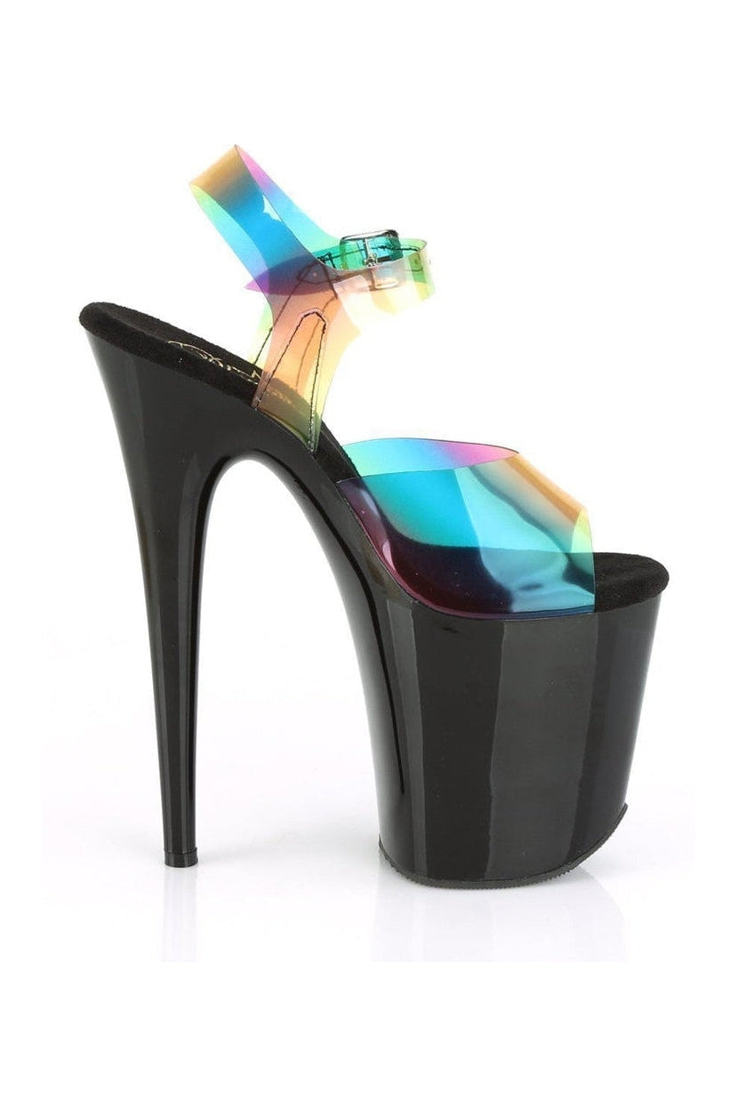 Pleaser FLAMINGO-808RB Exotic Sandal in Rainbow Vinyl