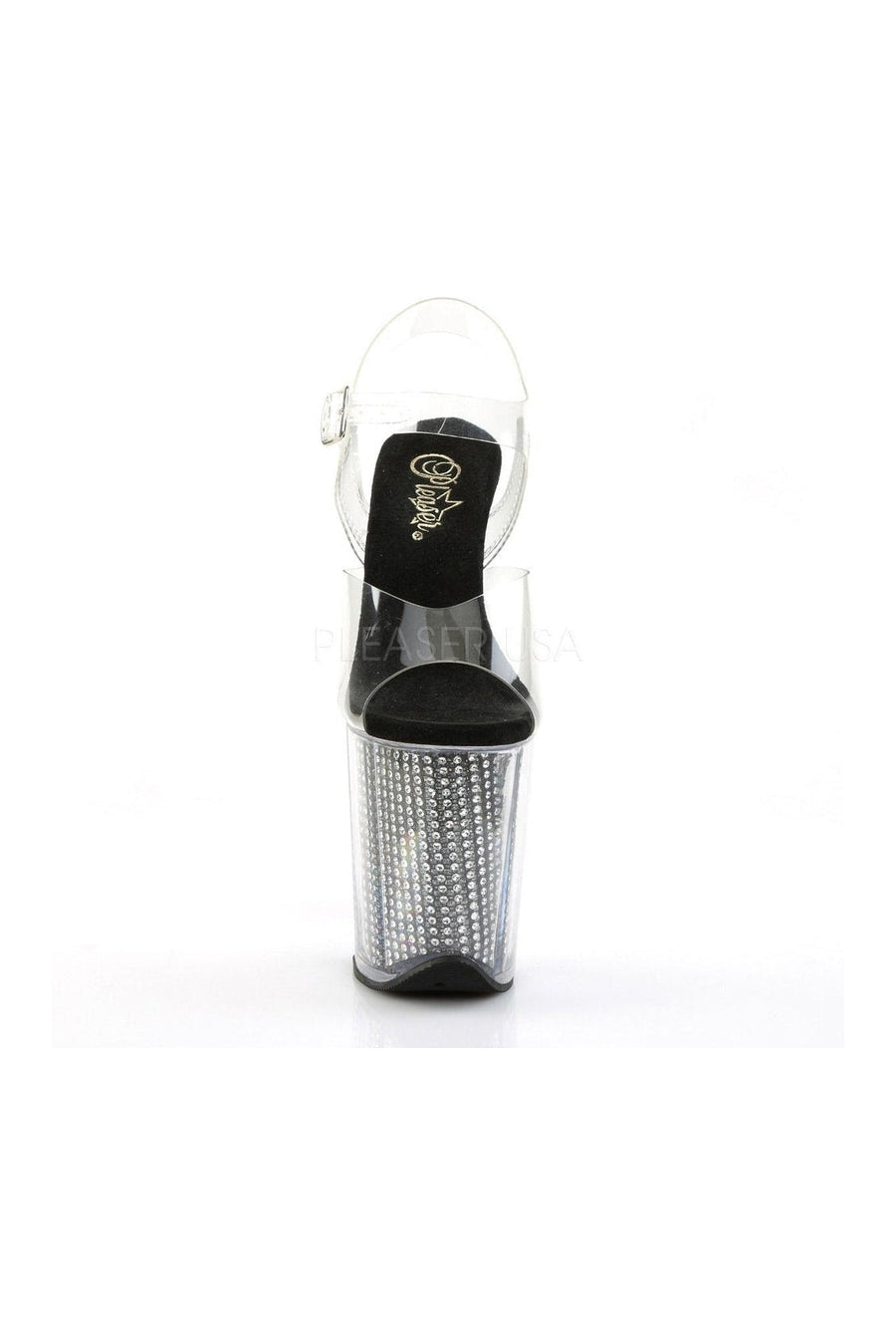 Pleaser FLAMINGO-808SRS Platform Sandal in Black Vinyl