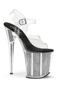 Pleaser FLAMINGO-808SRS Platform Sandal in Black Vinyl from SexyShoes.com