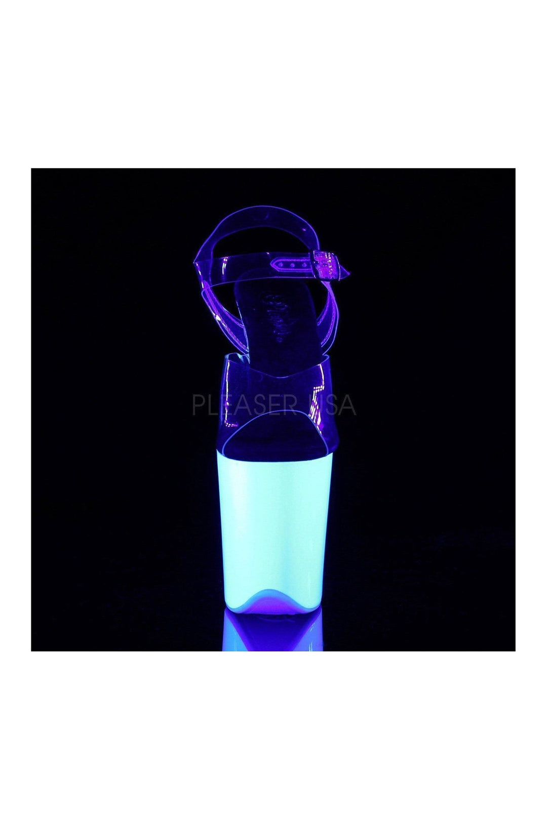 Pleaser FLAMINGO-808UV Platform Sandal in Clear Vinyl