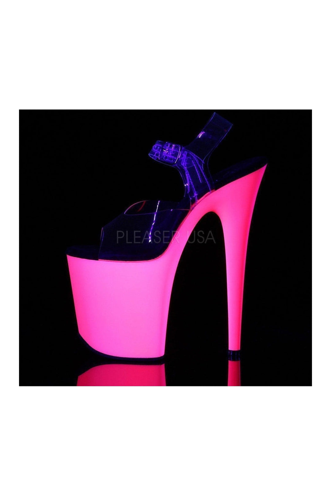 FLAMINGO-808UV Platform Sandal | Clear Vinyl-Pleaser-Sandals-SEXYSHOES.COM