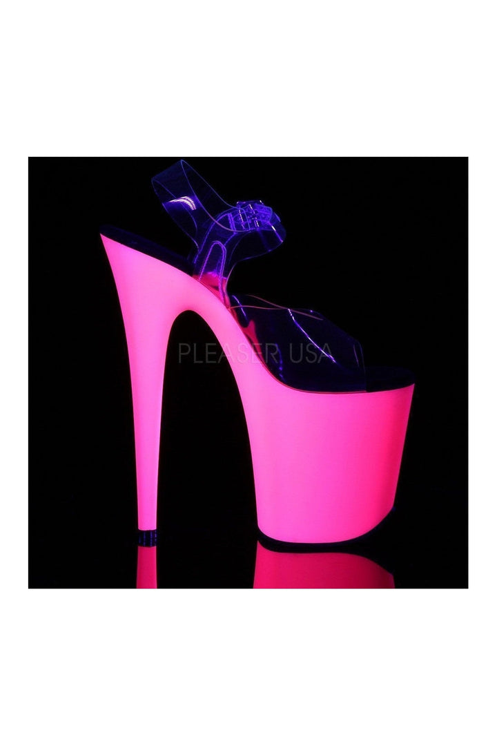 FLAMINGO-808UV Platform Sandal | Clear Vinyl-Pleaser-Sandals-SEXYSHOES.COM