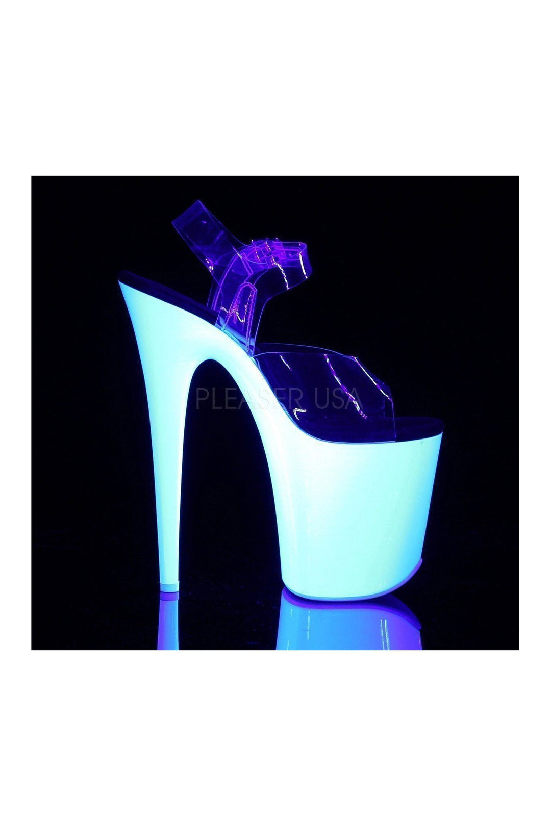 Pleaser FLAMINGO-808UV Platform Sandal in Clear Vinyl