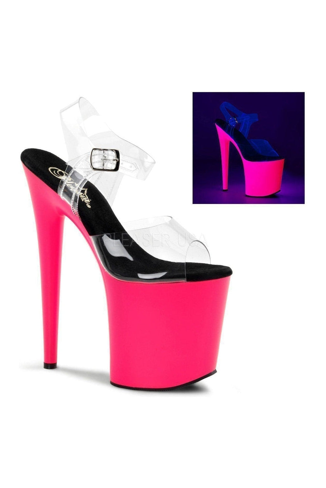 FLAMINGO-808UV Platform Sandal | Clear Vinyl-Pleaser-Clear-Sandals-SEXYSHOES.COM