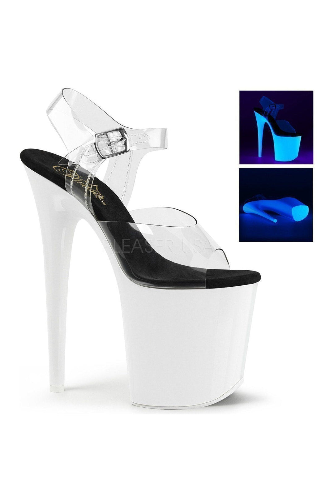 Pleaser FLAMINGO-808UV Platform Sandal in Clear Vinyl from SexyShoes.com