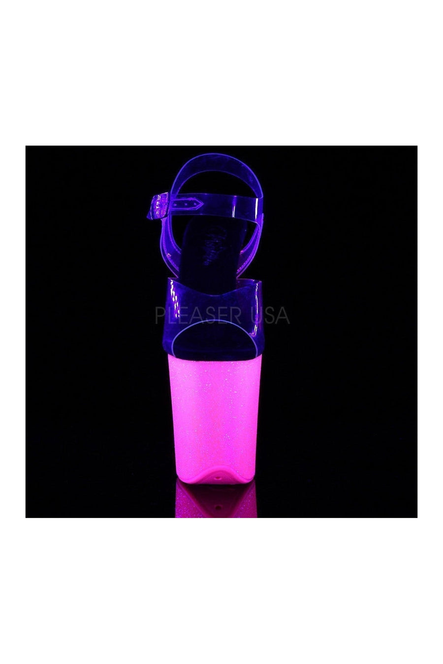 Pleaser FLAMINGO-808UVG Platform Sandal in Clear Vinyl