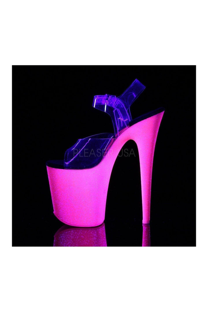 FLAMINGO-808UVG Platform Sandal | Clear Vinyl-Pleaser-Sandals-SEXYSHOES.COM