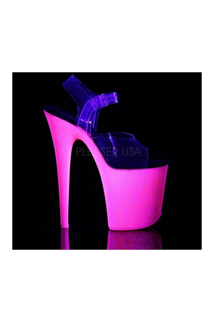 FLAMINGO-808UVG Platform Sandal | Clear Vinyl-Pleaser-Sandals-SEXYSHOES.COM