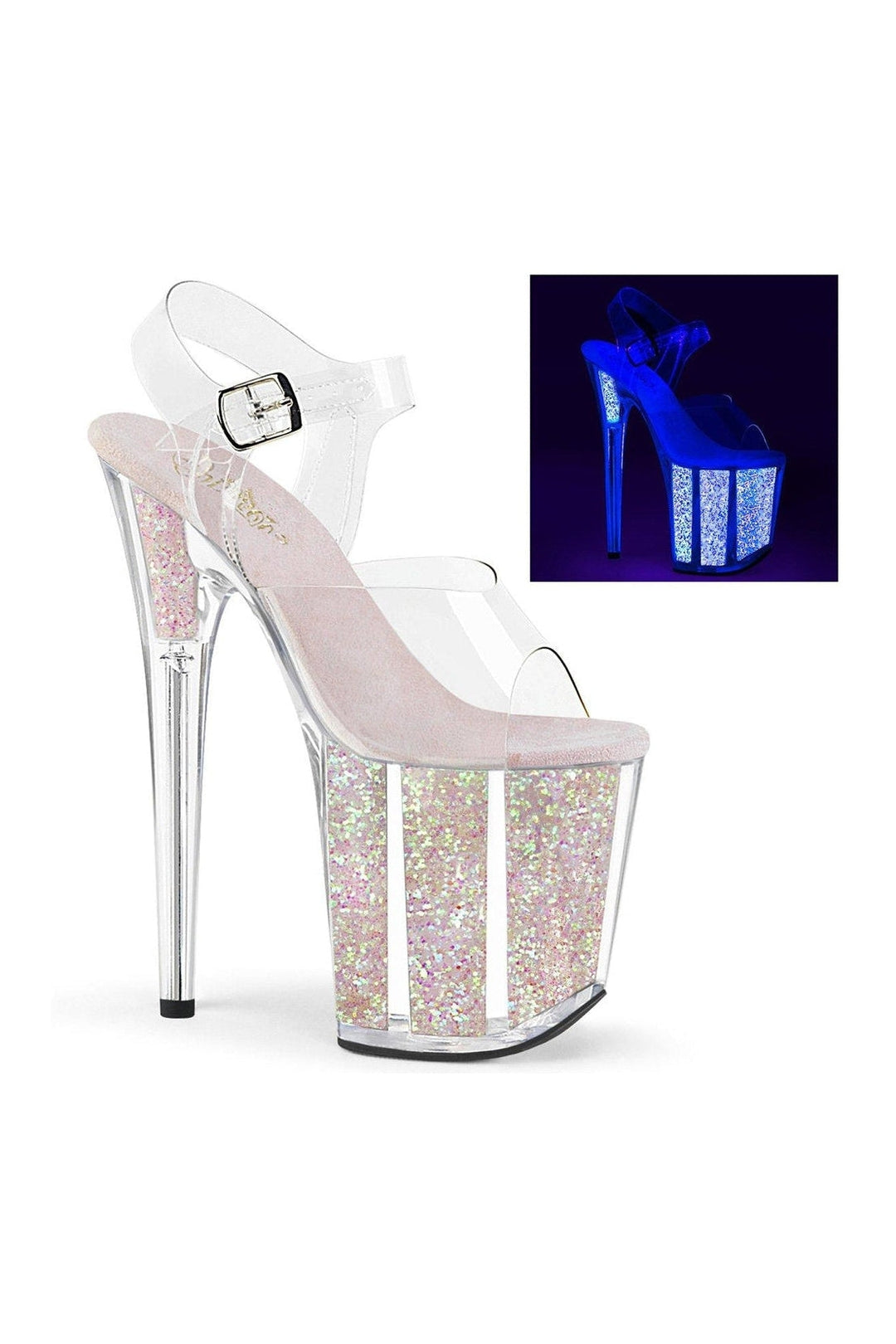 Pleaser FLAMINGO-808UVG Exotic Sandal in Clear Vinyl from SexyShoes.com