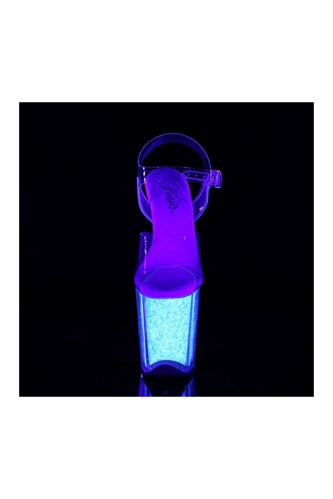 Pleaser FLAMINGO-808UVG Exotic Sandal in Clear Vinyl