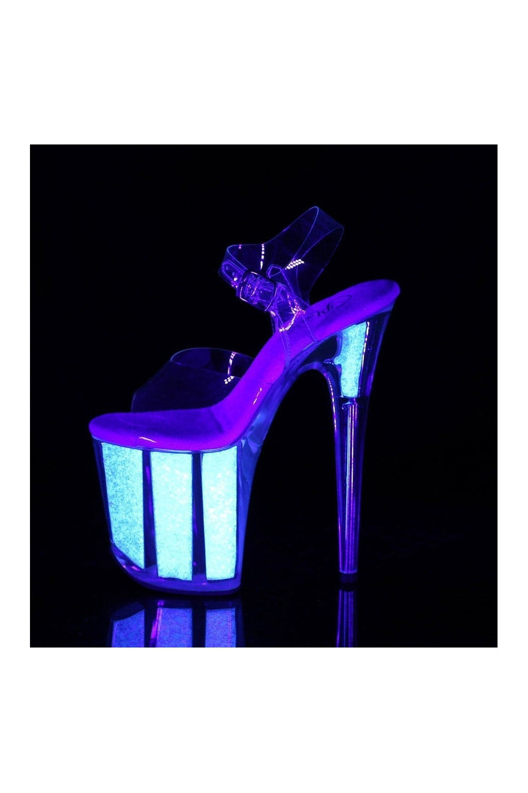 Pleaser FLAMINGO-808UVG Exotic Sandal in Clear Vinyl