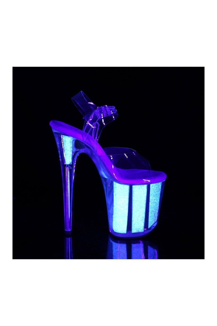 Pleaser FLAMINGO-808UVG Exotic Sandal in Clear Vinyl