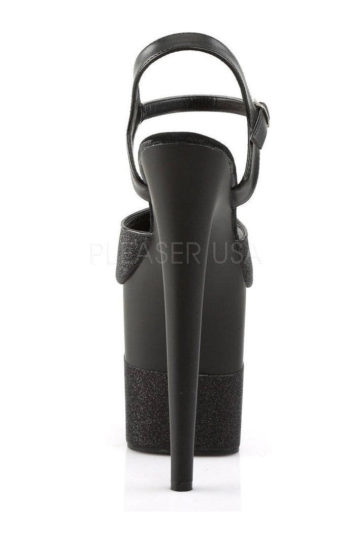 FLAMINGO-809-2G Platform Sandal | Black Glitter-Pleaser-Sandals-SEXYSHOES.COM